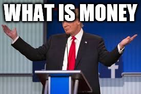 Donald Trump | WHAT IS MONEY | image tagged in donald trump | made w/ Imgflip meme maker