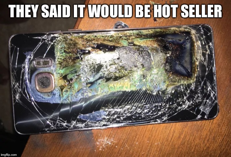 Samsung Galaxy Note 7 | THEY SAID IT WOULD BE HOT SELLER | image tagged in samsung galaxy note 7 | made w/ Imgflip meme maker