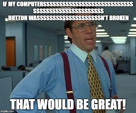 That Would Be Great | IF MY COMPUTERSSSSSSSSSSSSSSSSSSSSSSSSSSSS SSSSSSSSSSSSSSSSSSSSSS BUTTON WASSSSSSSSSSSSSSSSSSSSN'T BROKEN; THAT WOULD BE GREAT! | image tagged in memes,that would be great | made w/ Imgflip meme maker