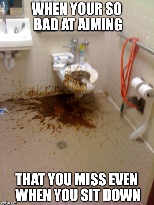 Girls poop too | WHEN YOUR SO BAD AT AIMING; THAT YOU MISS EVEN WHEN YOU SIT DOWN | image tagged in girls poop too | made w/ Imgflip meme maker