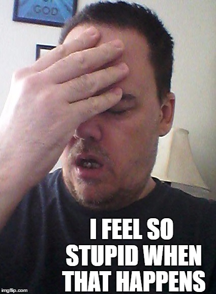 face palm | I FEEL SO STUPID WHEN THAT HAPPENS | image tagged in face palm | made w/ Imgflip meme maker