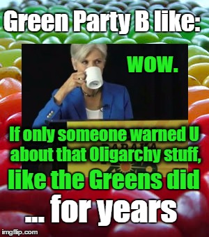 so, how about that DNC Election fraud case...  | Green Party B like:; wow. If only someone warned U about that Oligarchy stuff, like the Greens did; ... for years | image tagged in jill stein,green party,revolution,but thats none of my business,oligarchy,election fraud | made w/ Imgflip meme maker