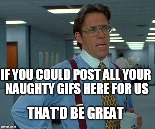 That Would Be Great Meme | IF YOU COULD POST ALL YOUR NAUGHTY GIFS HERE FOR US; THAT'D BE GREAT | image tagged in memes,that would be great | made w/ Imgflip meme maker