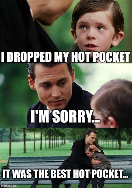 Finding Neverland | I DROPPED MY HOT POCKET; I'M SORRY... IT WAS THE BEST HOT POCKET... | image tagged in memes,finding neverland | made w/ Imgflip meme maker