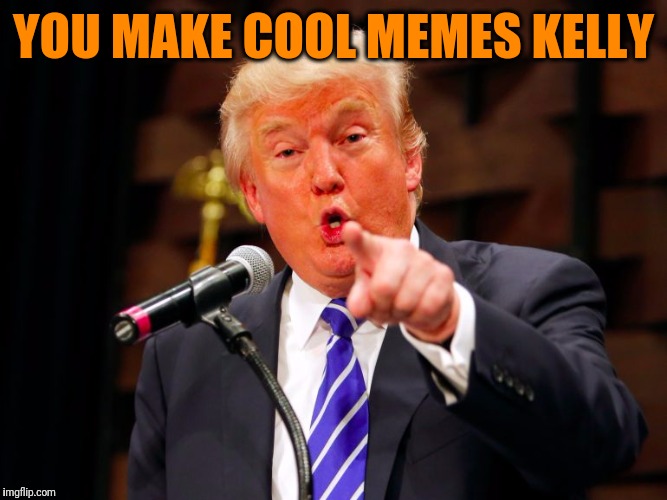 trump point | YOU MAKE COOL MEMES KELLY | image tagged in trump point | made w/ Imgflip meme maker