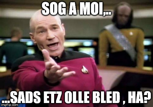 Picard Wtf Meme | SOG A MOI,.. ...SADS ETZ OLLE BLED , HA? | image tagged in memes,picard wtf | made w/ Imgflip meme maker