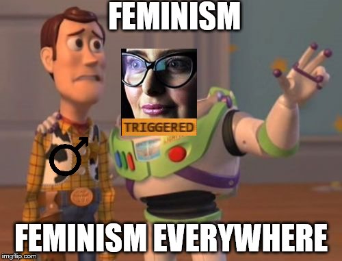 X, X Everywhere Meme | FEMINISM; FEMINISM EVERYWHERE | image tagged in memes,x x everywhere | made w/ Imgflip meme maker