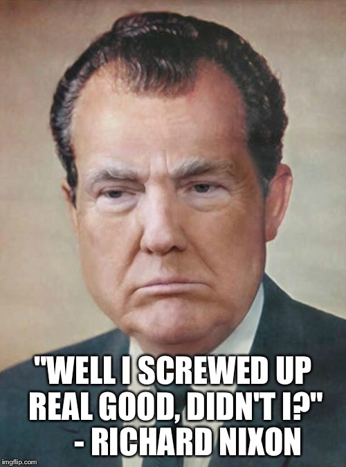 Richard Nixon | "WELL I SCREWED UP REAL GOOD, DIDN'T I?"      - RICHARD NIXON | image tagged in memes,richard nixon | made w/ Imgflip meme maker