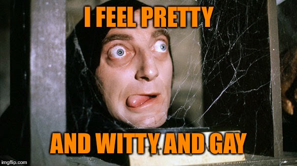 Movie one liner week - a jeffnethercot event. May 22-28. "Pretty" cool :) | I FEEL PRETTY; AND WITTY AND GAY | image tagged in young frankenstein marty feldman | made w/ Imgflip meme maker