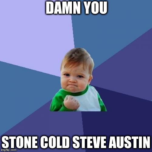 IT"S STILL REAL TO ME DAMN IT! | DAMN YOU; STONE COLD STEVE AUSTIN | image tagged in memes,success kid,wrestling,wwe,wwf,stone cold | made w/ Imgflip meme maker