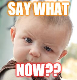 Skeptical Baby Meme | SAY WHAT; NOW?? | image tagged in memes,skeptical baby | made w/ Imgflip meme maker