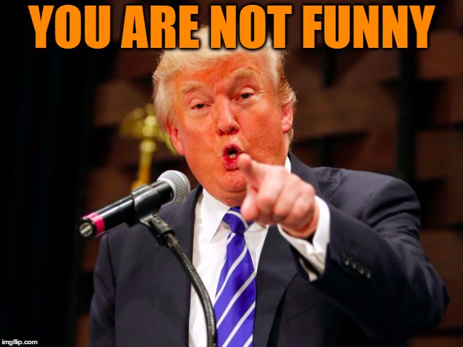 trump point | YOU ARE NOT FUNNY | image tagged in trump point | made w/ Imgflip meme maker