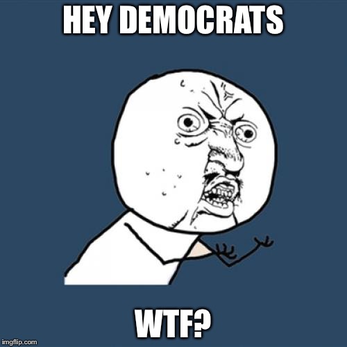 Y U No | HEY DEMOCRATS; WTF? | image tagged in memes,y u no | made w/ Imgflip meme maker