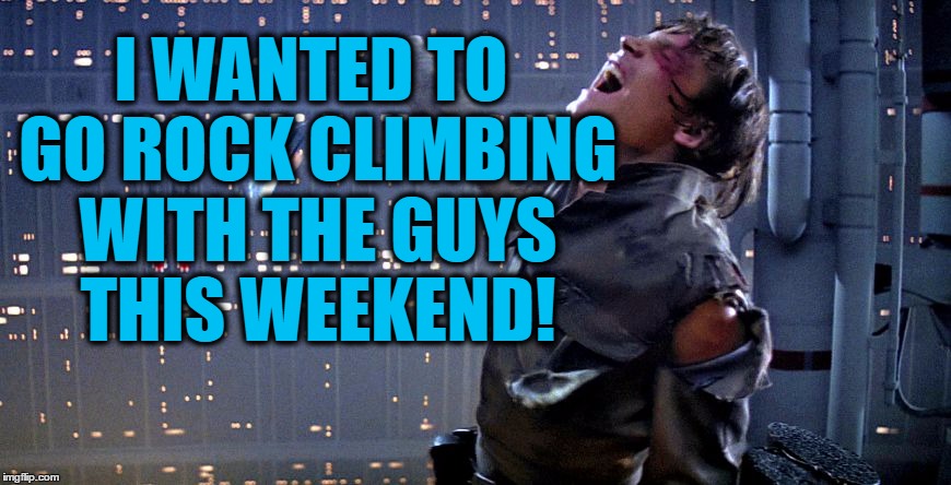 I WANTED TO GO ROCK CLIMBING WITH THE GUYS THIS WEEKEND! | made w/ Imgflip meme maker