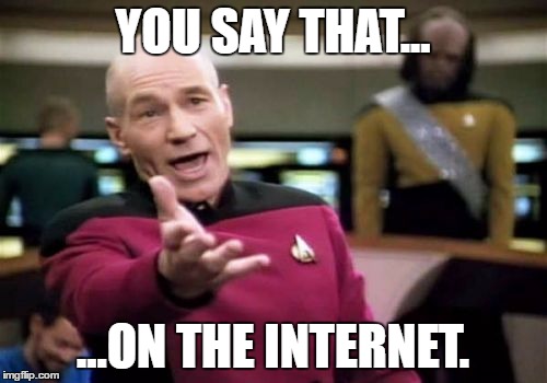 Picard Wtf Meme | YOU SAY THAT... ...ON THE INTERNET. | image tagged in memes,picard wtf | made w/ Imgflip meme maker