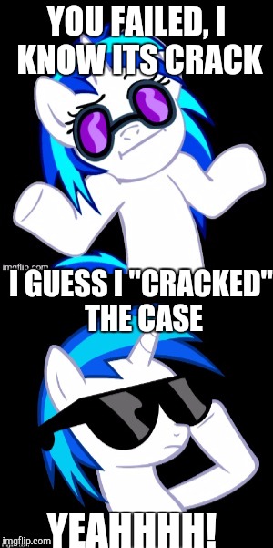 YOU FAILED, I KNOW ITS CRACK I GUESS I "CRACKED" THE CASE YEAHHHH! | made w/ Imgflip meme maker