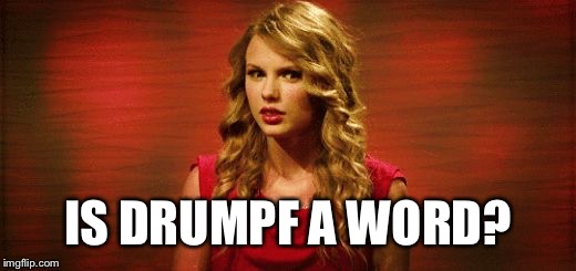 Confused Taylor Swift | IS DRUMPF A WORD? | image tagged in confused taylor swift | made w/ Imgflip meme maker