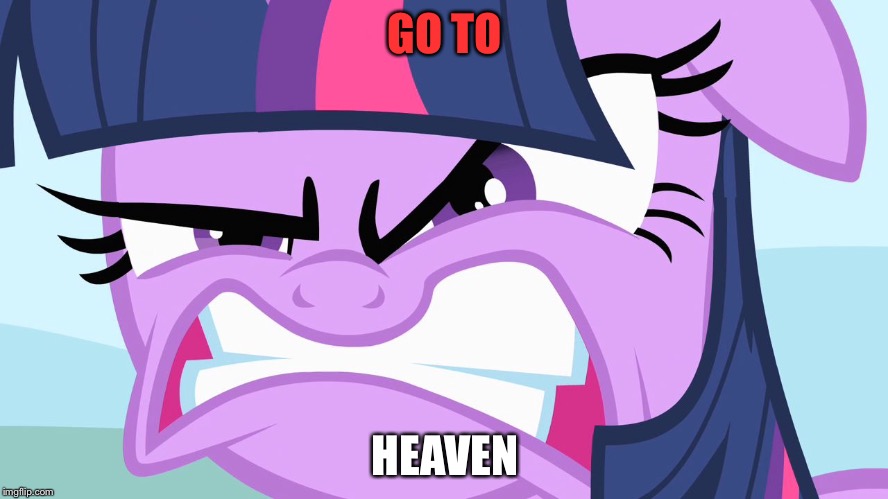 ANGRY Twilight | GO TO; HEAVEN | image tagged in angry twilight | made w/ Imgflip meme maker