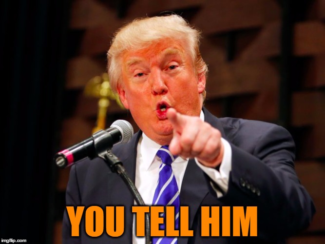 trump point | YOU TELL HIM | image tagged in trump point | made w/ Imgflip meme maker