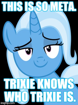 THIS IS SO META. TRIXIE KNOWS WHO TRIXIE IS. | made w/ Imgflip meme maker