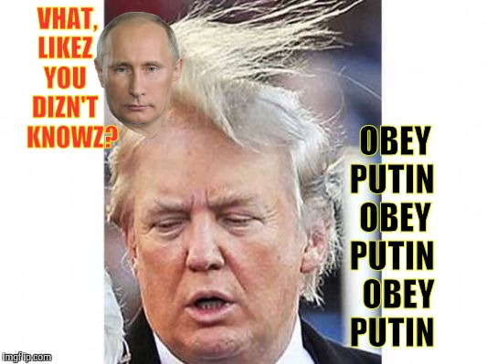 The Fart Of This Deal | VHAT, LIKEZ YOU DIZN'T    KNOWZ? OBEY PUTIN  OBEY PUTIN   OBEY PUTIN | image tagged in donald trump,right wang hypocrisy,trump putin,commie stooge,traitor,treason | made w/ Imgflip meme maker