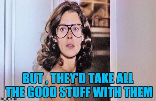 Jobeth Williams | BUT , THEY'D TAKE ALL THE GOOD STUFF WITH THEM | image tagged in jobeth williams | made w/ Imgflip meme maker