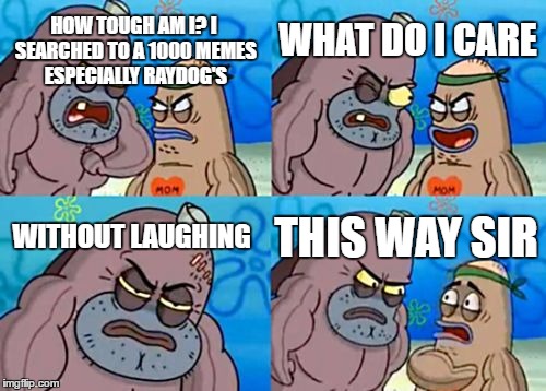 That's very hard | WHAT DO I CARE; HOW TOUGH AM I? I SEARCHED TO A 1000 MEMES ESPECIALLY RAYDOG'S; WITHOUT LAUGHING; THIS WAY SIR | image tagged in memes,how tough are you | made w/ Imgflip meme maker