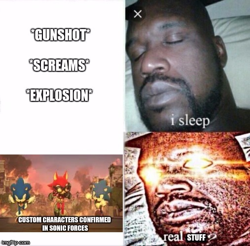Me in a nutshell (Clean Version) | image tagged in sleeping shaq,sonic forces,custom characters | made w/ Imgflip meme maker