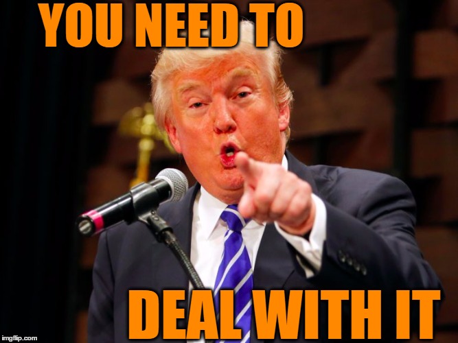 trump point | YOU NEED TO DEAL WITH IT | image tagged in trump point | made w/ Imgflip meme maker