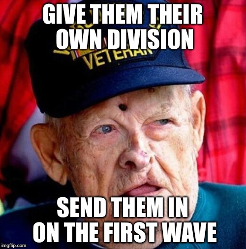 Ww2 | GIVE THEM THEIR OWN DIVISION; SEND THEM IN ON THE FIRST WAVE | image tagged in ww2 | made w/ Imgflip meme maker