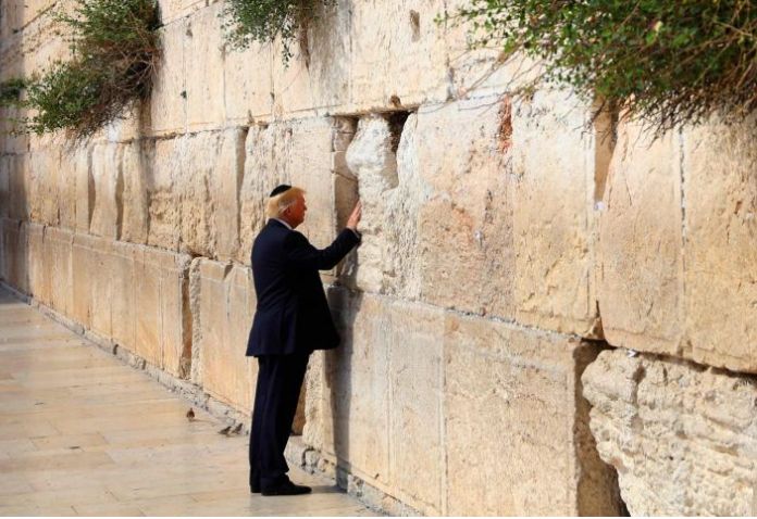 High Quality Trump touching Jerusalem Wall Blank Meme Template