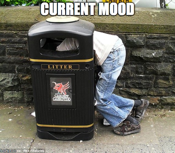 I live in Oscar Grouch's basement | CURRENT MOOD | image tagged in funny,memes,trash,garbage,one does not simply | made w/ Imgflip meme maker