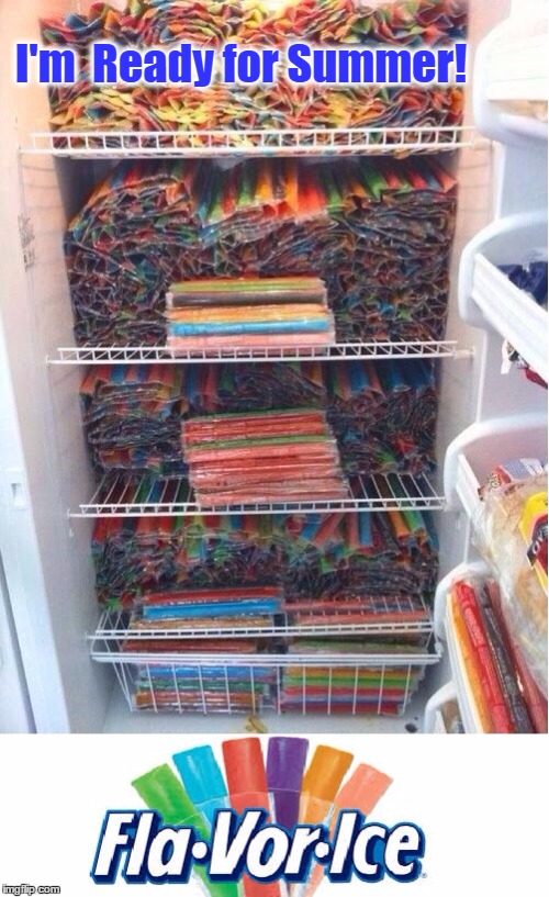 I am NOT Obsessed with Fla•Vor•Ice ...just prepared! | I'm  Ready for Summer! | image tagged in vince vance,refrigerator filled with flavorice,summertime,it's summer | made w/ Imgflip meme maker