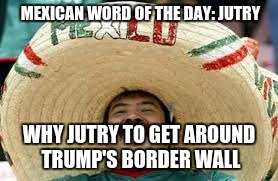 Mexican word of the day
 | MEXICAN WORD OF THE DAY:
JUTRY; WHY JUTRY TO GET AROUND TRUMP'S BORDER WALL | image tagged in memes,mexican,trump,wall | made w/ Imgflip meme maker