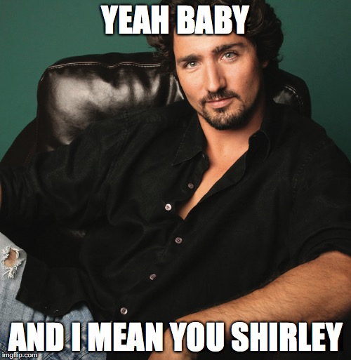 Justin Trudeau - Hey Girl | YEAH BABY; AND I MEAN YOU SHIRLEY | image tagged in justin trudeau - hey girl | made w/ Imgflip meme maker