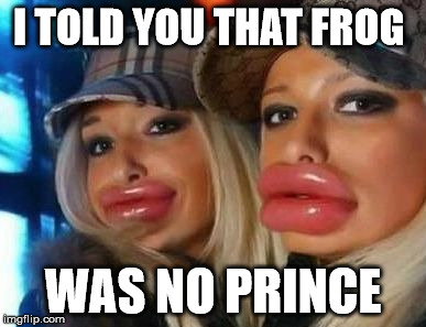 Duck Face Chicks | I TOLD YOU THAT FROG; WAS NO PRINCE | image tagged in memes,duck face chicks | made w/ Imgflip meme maker