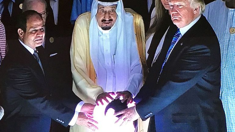 High Quality Trump Saudi Orb Blank Meme Template