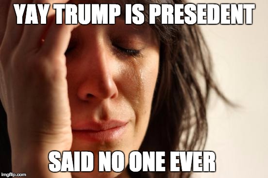 Dank Trump Meme | YAY TRUMP IS PRESEDENT; SAID NO ONE EVER | image tagged in memes,first world problems | made w/ Imgflip meme maker