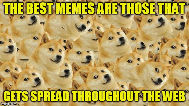 meme teachings 001 | THE BEST MEMES ARE THOSE THAT; GETS SPREAD THROUGHOUT THE WEB | image tagged in memes,multi doge | made w/ Imgflip meme maker