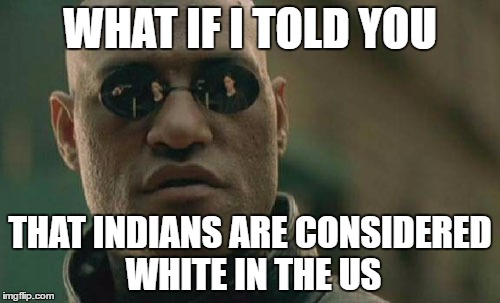 Matrix Morpheus Meme | WHAT IF I TOLD YOU; THAT INDIANS ARE CONSIDERED WHITE IN THE US | image tagged in memes,matrix morpheus | made w/ Imgflip meme maker