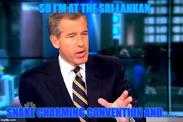 SO I'M AT THE SRI LANKAN SNAKE CHARMING CONVENTION AND. . . . | made w/ Imgflip meme maker