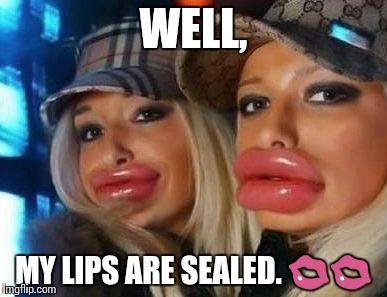 Duck Face Chicks | WELL, MY LIPS ARE SEALED. 💋💋 | image tagged in memes,duck face chicks | made w/ Imgflip meme maker