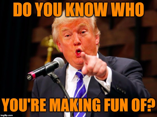 trump point | DO YOU KNOW WHO YOU'RE MAKING FUN OF? | image tagged in trump point | made w/ Imgflip meme maker