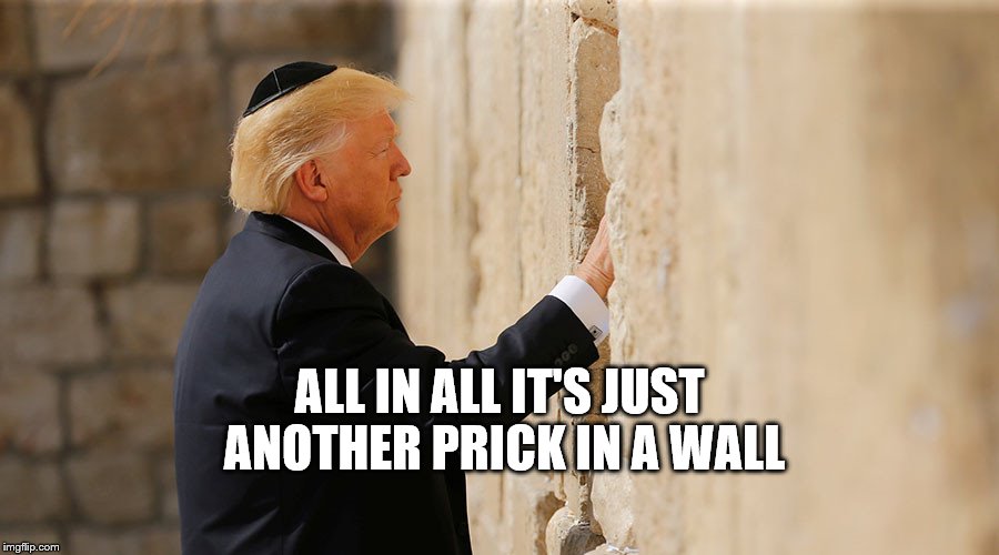 ALL IN ALL IT'S JUST ANOTHER PRICK IN A WALL | image tagged in trump wailing wall | made w/ Imgflip meme maker