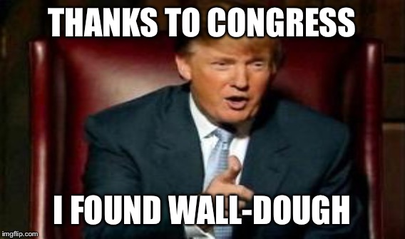 THANKS TO CONGRESS I FOUND WALL-DOUGH | made w/ Imgflip meme maker