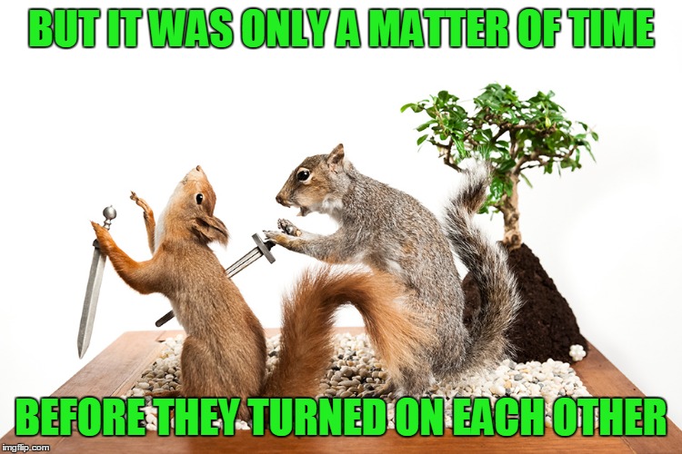 BUT IT WAS ONLY A MATTER OF TIME BEFORE THEY TURNED ON EACH OTHER | made w/ Imgflip meme maker