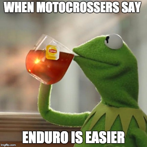 But That's None Of My Business | WHEN MOTOCROSSERS SAY; ENDURO IS EASIER | image tagged in memes,but thats none of my business,kermit the frog | made w/ Imgflip meme maker