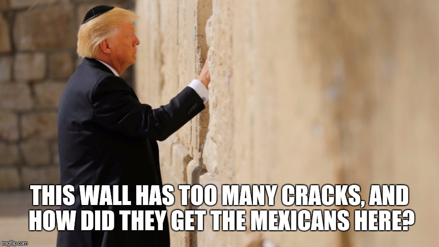 Trumps wall | THIS WALL HAS TOO MANY CRACKS, AND HOW DID THEY GET THE MEXICANS HERE? | image tagged in trump,humor,meme | made w/ Imgflip meme maker