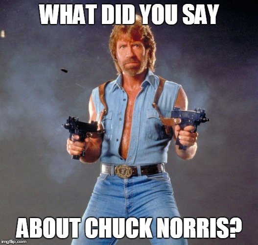 Chuck Norris Guns | WHAT DID YOU SAY; ABOUT CHUCK NORRIS? | image tagged in memes,chuck norris guns,chuck norris | made w/ Imgflip meme maker