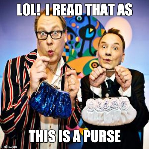 LOL!  I READ THAT AS THIS IS A PURSE | made w/ Imgflip meme maker